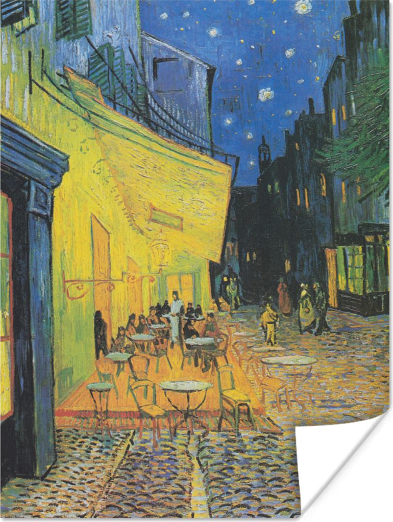 MuchoWow Poster Caféterrasse bei Nacht - Vincent van Gogh 120x160 cm - Wandbilder