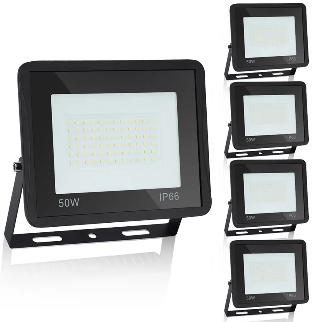 Faro LED 50W Jiubiaz per Cantiere e Giardino IP65 Bianco Caldo 5pz