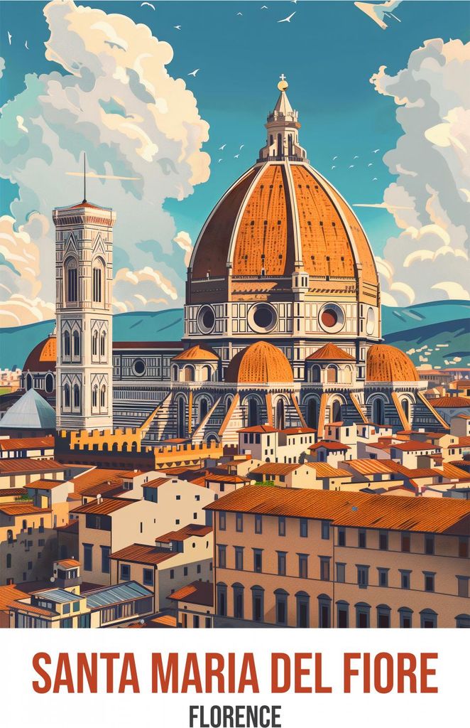 Plakat 67,5x100cm Santa Maria del Fiore, Florenz