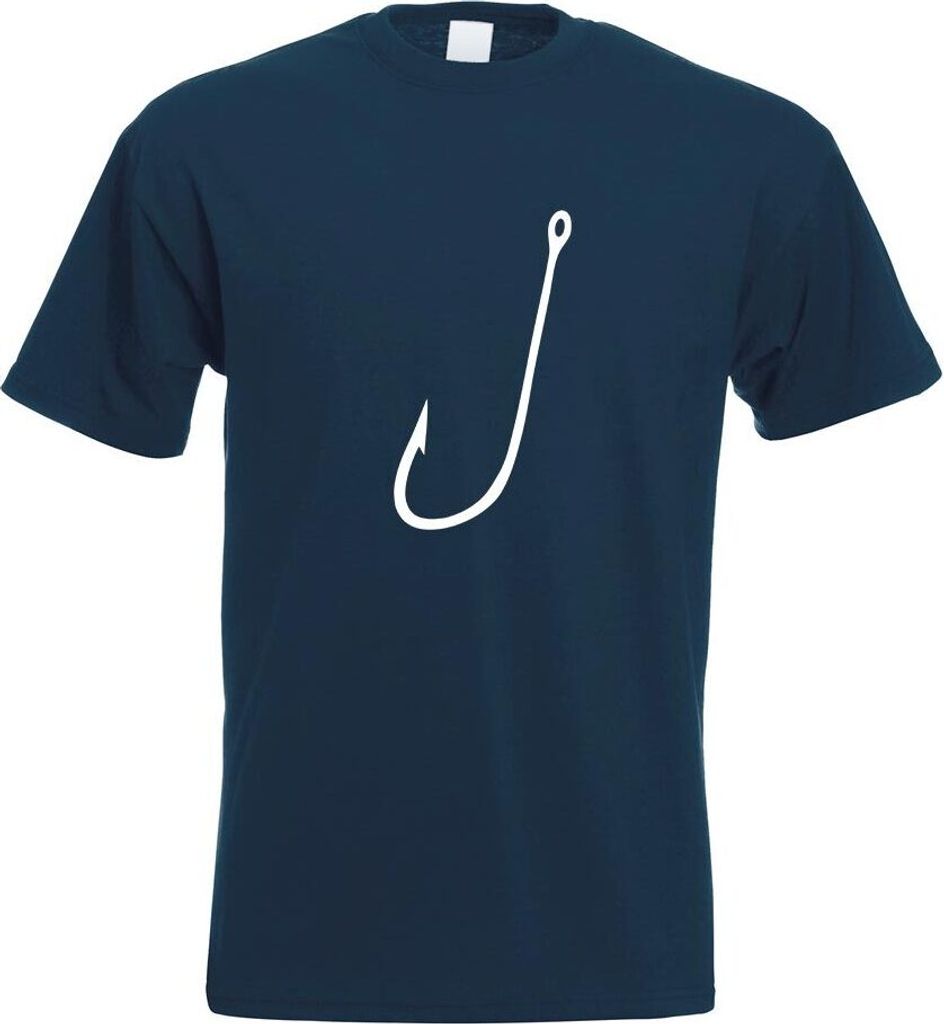 Kiwistar - T-Shirt - Navy - Angelhaken Motiv Bedruckt Funshirt Design Print - mit Motiv Bedruckt - Funshirt Design - Sport - Freizeit - Herren - XL
