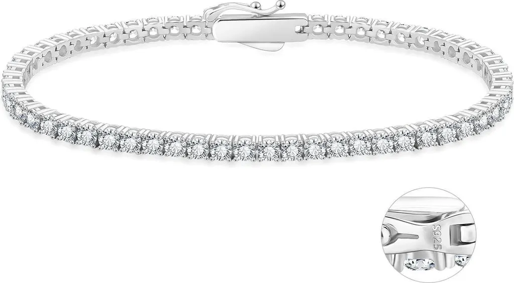 Bracelet Tennis Argent 925 Femme Anti-Ternissement Zirconia 3mm