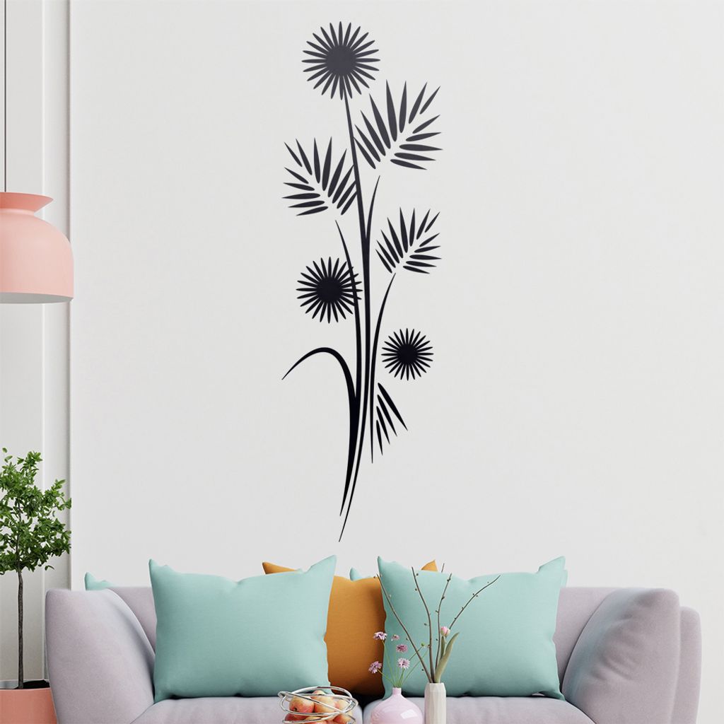 Distel - Blüten - Blätter Wandtattoo in 6 Größen - Wandaufkleber Wall Sticker - Dekoration, Küche, Wohnzimmer, Schlafzimmer, Badezimmer