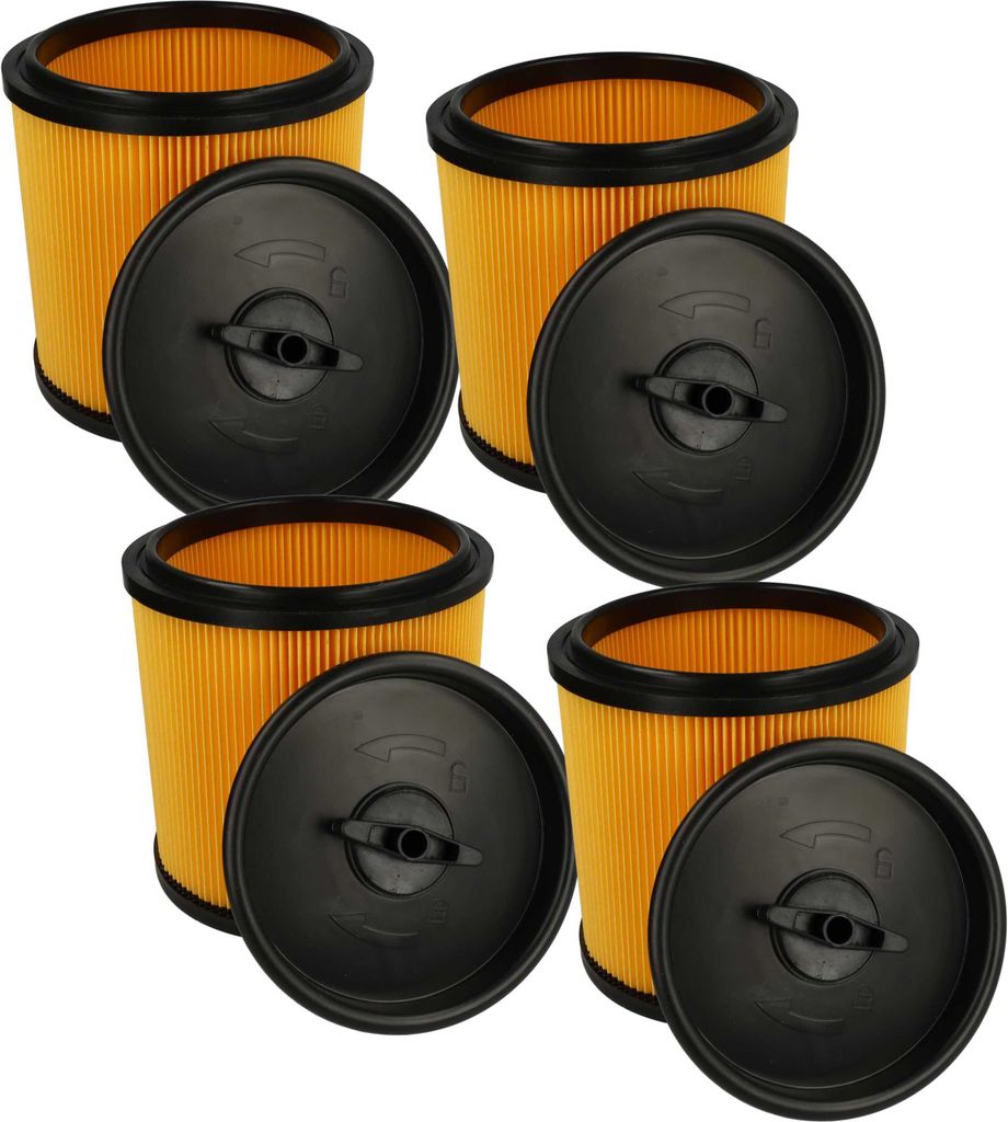 vhbw 4x Faltenfilter kompatibel mit Parkside (Lidl) PNTS 1500 D5, 1500 C4, 23 E, 1500 B3 Staubsauger - Patronenfilter Gelb Schwarz