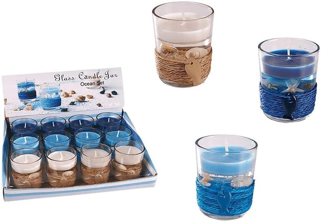 OOTB Gel-Wachskerze im Glas mit Sisal-Meeresdeko Produktbild 