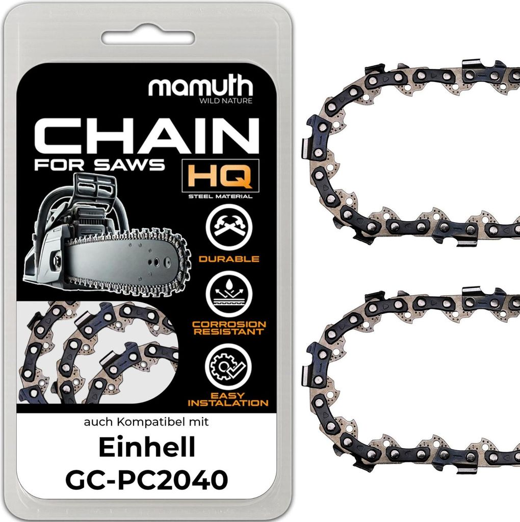 2x Sägekette Kettensäge 40cm 1,5mm 0,325" 66TG für Einhell GC-PC2040