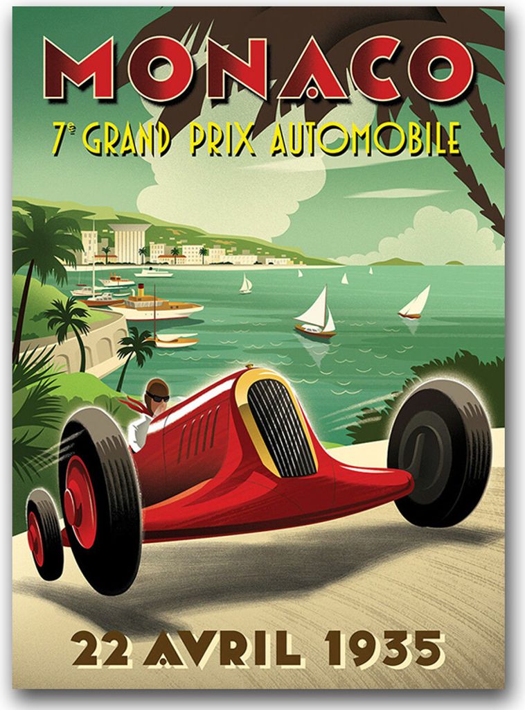 Poster - Canvas - Leinwand - 59,4 cm x 84,1 cm - Fotoposter - Leinwandkunst - Autmobile Monaco Grand Prix