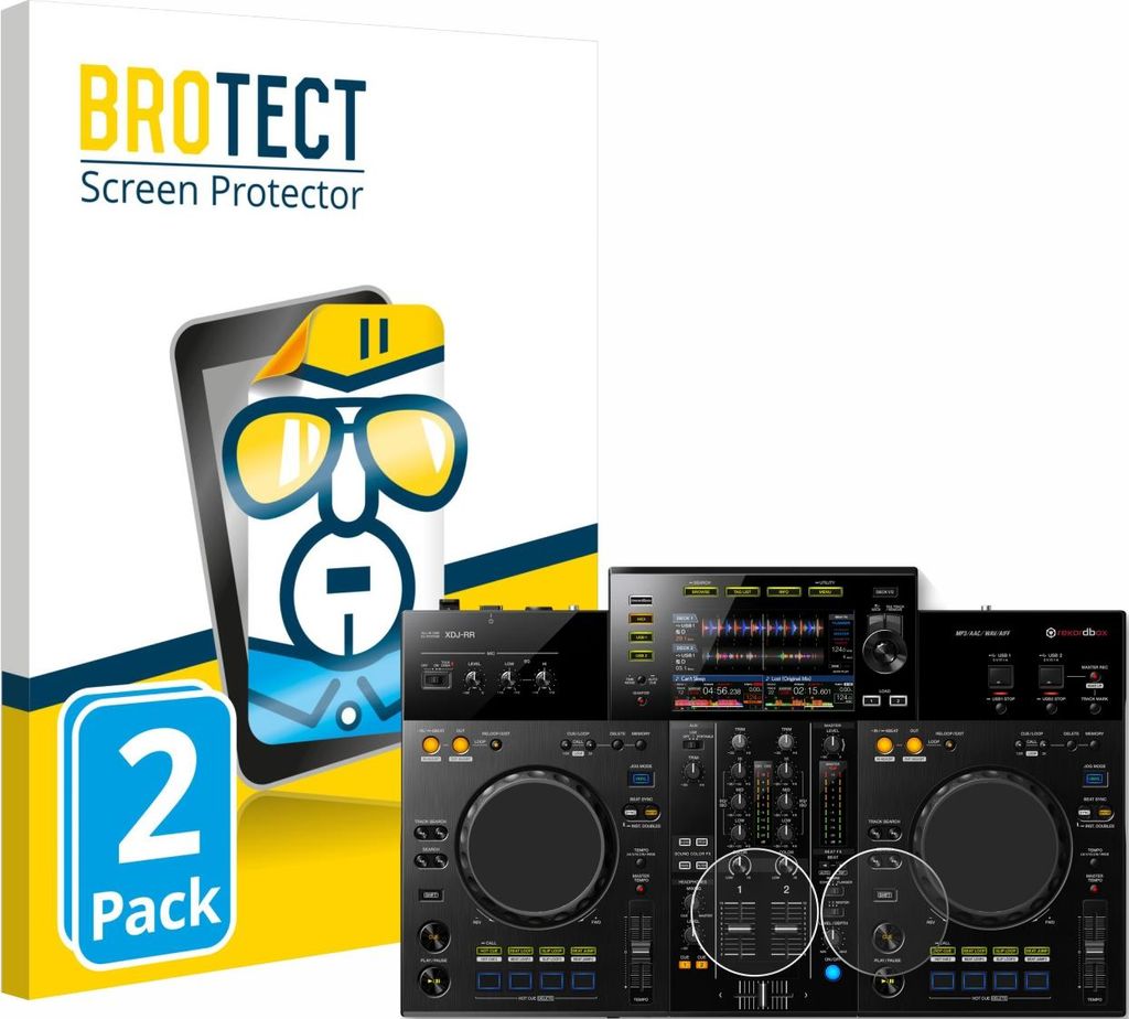 2x Für Pioneer XDJ -RR (Jog) Schutzfolie BROTECT Displayschutz Display Schutz Folie Klar Transparent