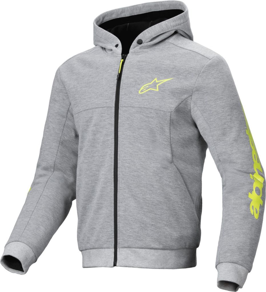 Alpinestars Chrome V2 Sport Motorrad Zip Hoodie, grau/gelb, M