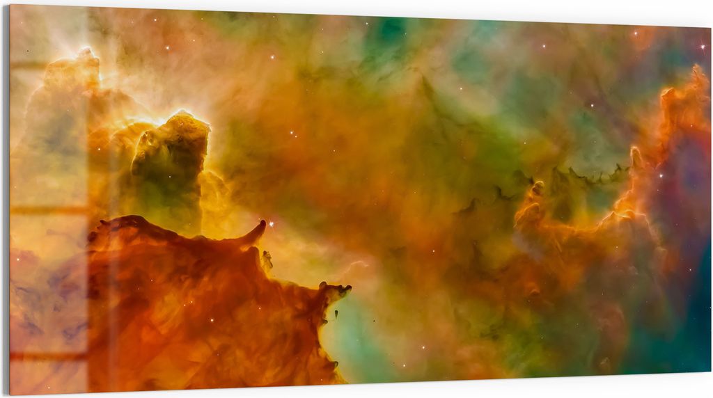 DEQORI Magnettafel Glas 100x50 cm 'Kosmischer Farbzauber' beschreibbar Whiteboard Küche