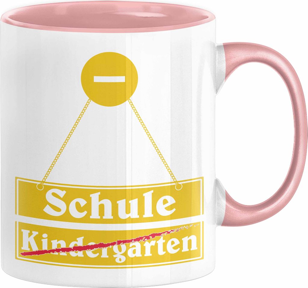 Einschulung Tasse Geschenk für Jungs Jungen 1. Schultag Grundschule (Rosa)