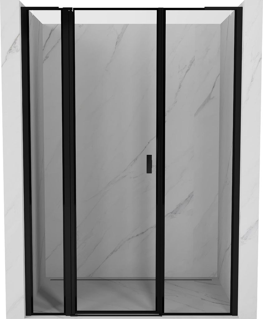 Mexen Mist L schwenkbare Duschkabinentür links 140 cm, schwarzer Rahmen, schwarz - 8A4L-140-001-70-70-L