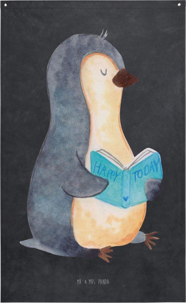 Mr. & Mrs. Panda Gobelin Pinguin Buch - Kreidetafel - Geschenk, Lesen, Tapisserie, Ferien, Tapestry, Wandbild, Ausruhen, Freizeit, Urlaub, Nichtstu...
