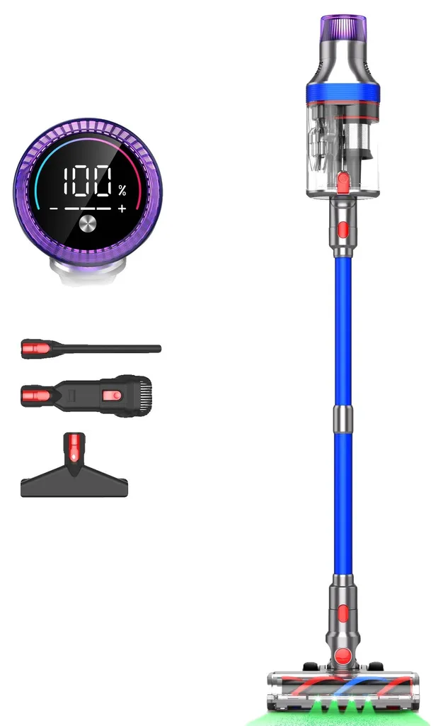 Aspirateur Puissant 45 000 Pa Bleu - Nettoyage Complet Sols et Tapis