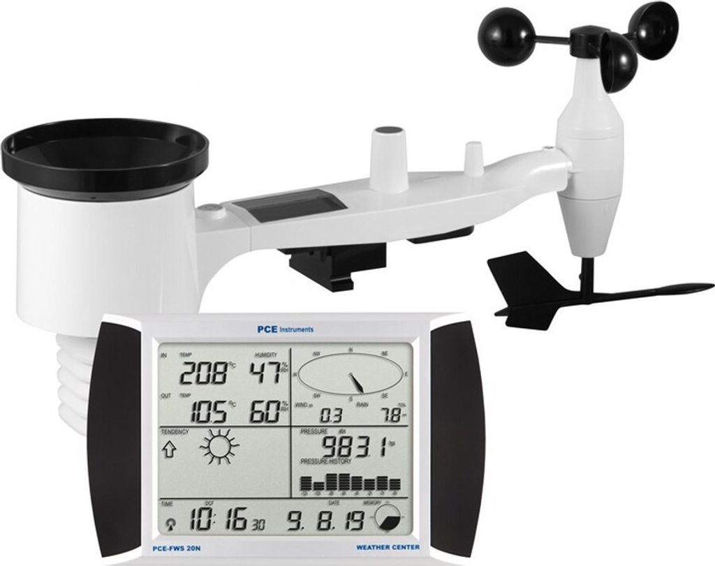 PCE Instruments Wetterstation mit Außensensor PCE-FWS 20N-2 für den Heimbereich