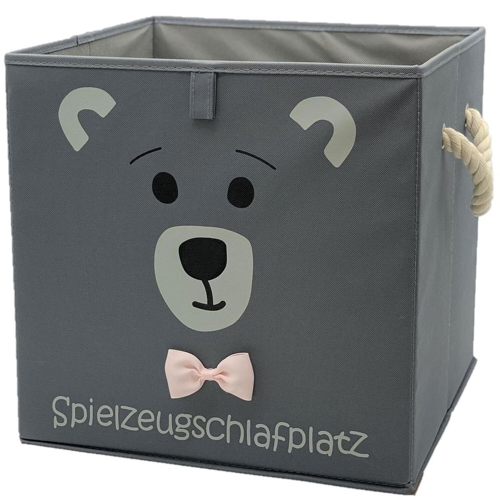 Aufbewahrungsbox grau für Kinder schöne praktische Spielzeugkiste für jedes Kinderzimmer, kompatibel mit IKEA Kallax Regale Bär