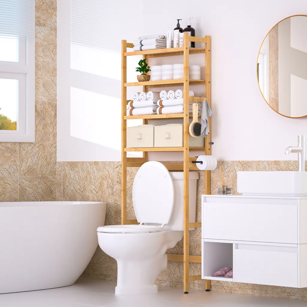 Optimisation Espace WC avec cette Étagère en Bambou Multifonctionnelle - 2