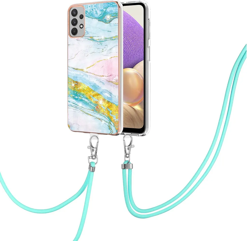 Custodia Samsung Galaxy A73 5G con Cinturino Turchese - TPU Morbido