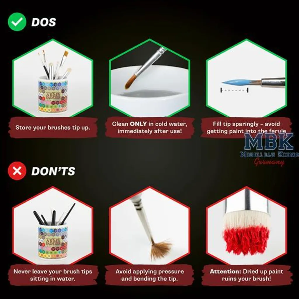 Pinceaux Mega Army Painter : manches ergonomiques et pointes durables - 8