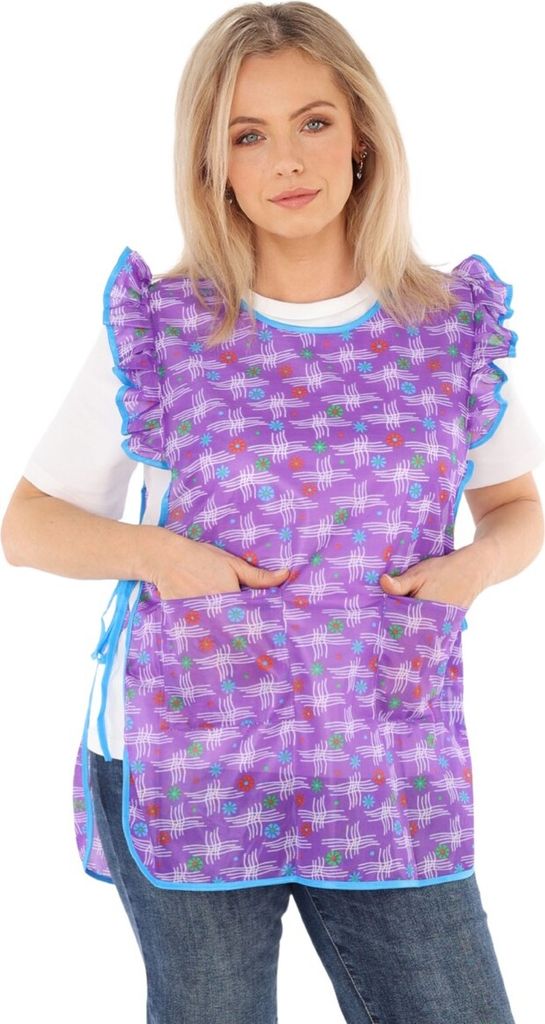 Chasuble Schürze Überwurf Dederon Nylon Nostalgie Rüsche , Größe:M, Dessin:Dessin 3