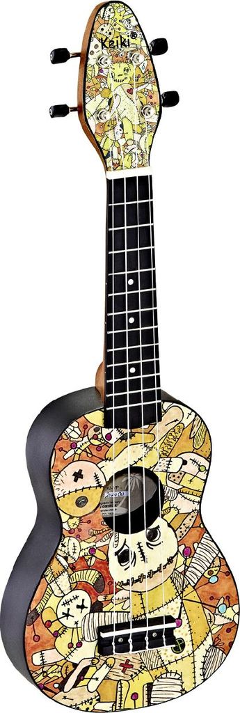 Ortega Guitars Keiki, Akustische Ukulele, Klassische Ukulele, Sopran, Schwarz, Mehrfarbig, Kauri-Bäume, Acrylnitril-Butadien-Styrol (ABS)