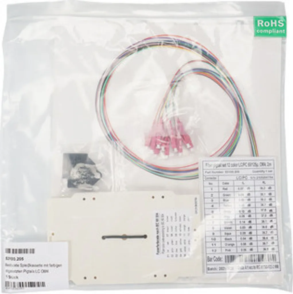 Cassette d'épissure LC OM4 avec pigtails colorés et décalés GGM