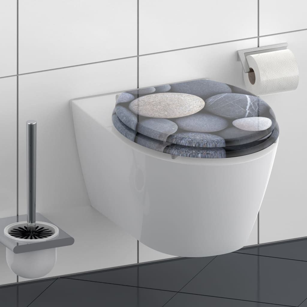 Sedile per WC SCHÜTTE MDF GREY STONES, coperchio per WC con Immagine del prodotto 
