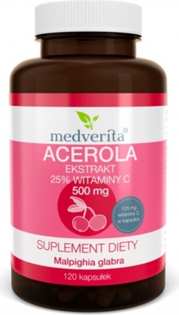 Medverita Acerola 25% Extrakt 500 mg – 120 Kapseln – Hochdosiertes Vitamin C