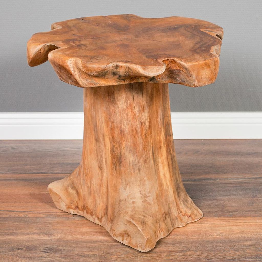 Massivholz Teak Beistelltisch MELAYA Natural ca.D 45cm Produktbild 