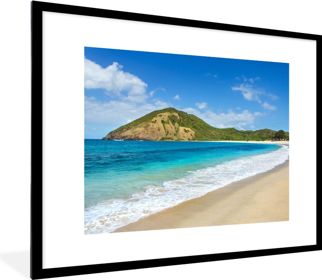 MuchoWow Gerahmtes Poster Meer - Tropen - Strand - Pflanzen 80x60 cm - Poster mit Schwarzem Bilderrahmen Wandposter Rahmen Foto Bilder - Schlafzi...