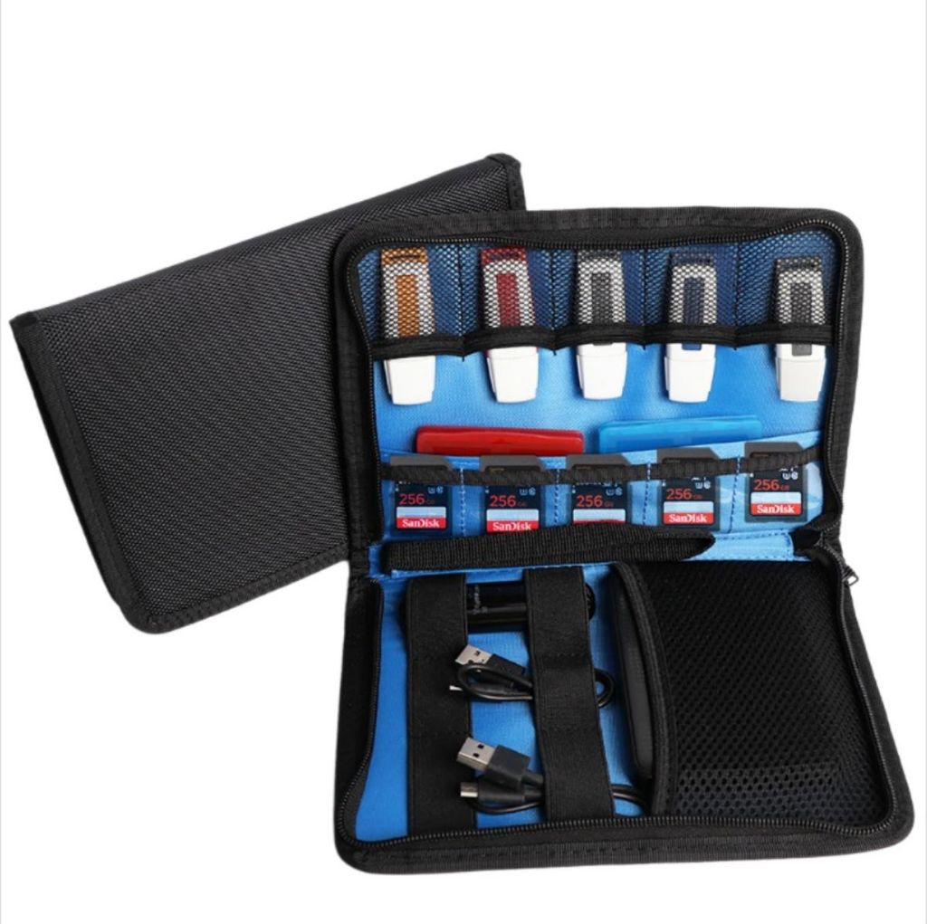 INF USB Stick und U Shield Organizer Tasche EVA Oxford Stoff Faltbar für Reise Büro 1 Stück