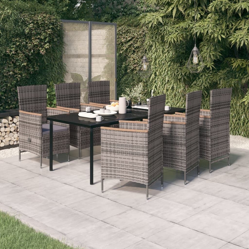 "Rabatt" 7-tlg. Garten-Essgruppe - mit tishe & Stuhl - mit Auflagen Grau - Lounge-Dining set CC3561