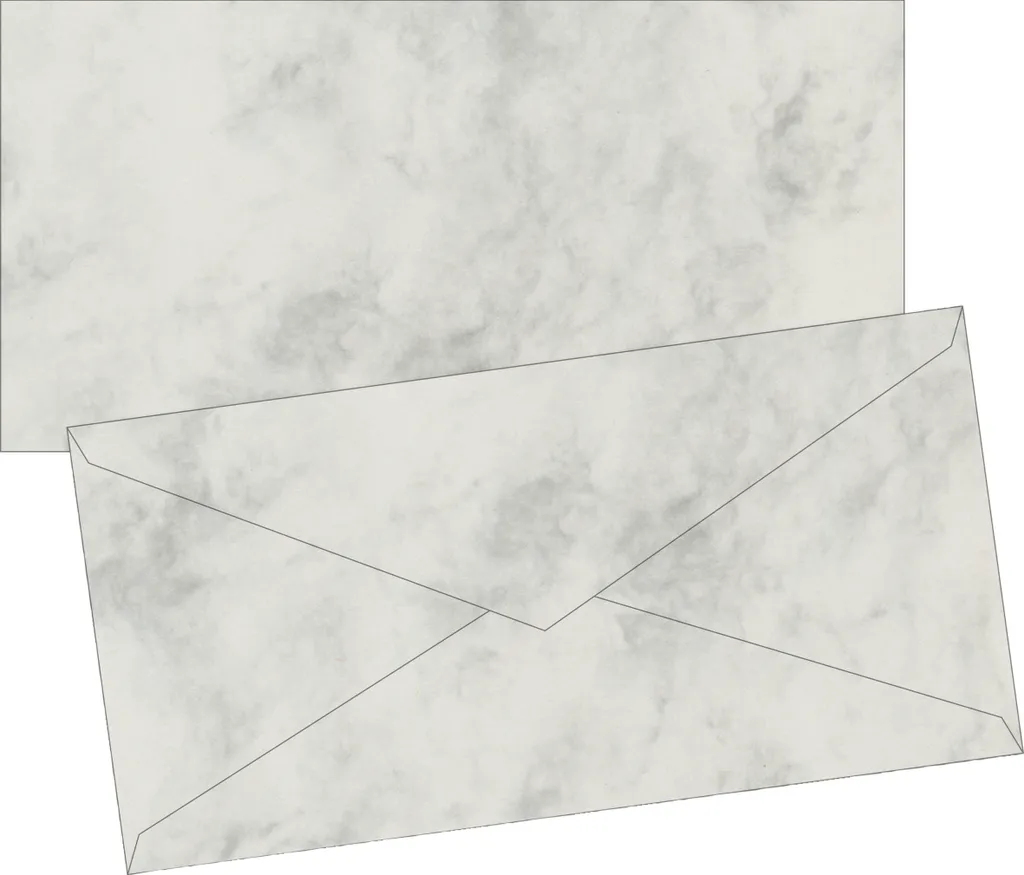 Enveloppe pour faire-part et invitations format long papier marbré gris