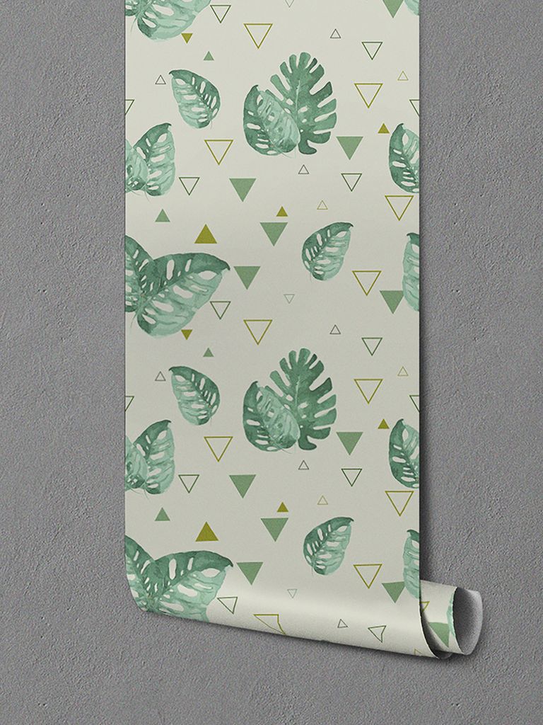 Coloray Fototapete 104x70 cm Latextapete Magicstick - Monstera-Blatt-Dreiecke.