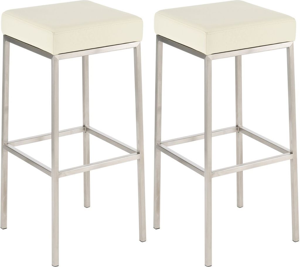2er Set Barhocker Montreal 80 Kunstleder edelstahl creme