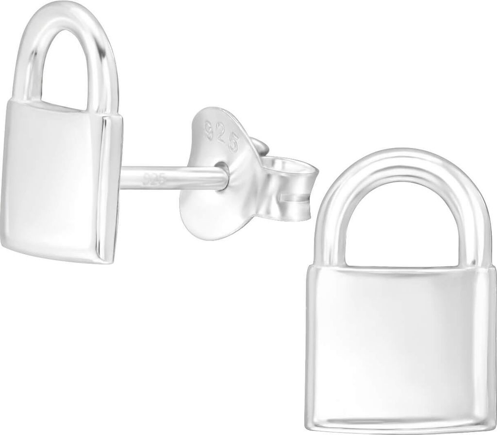 925 Sterling Silber Ohrringe Ohrstecker mit Schloss