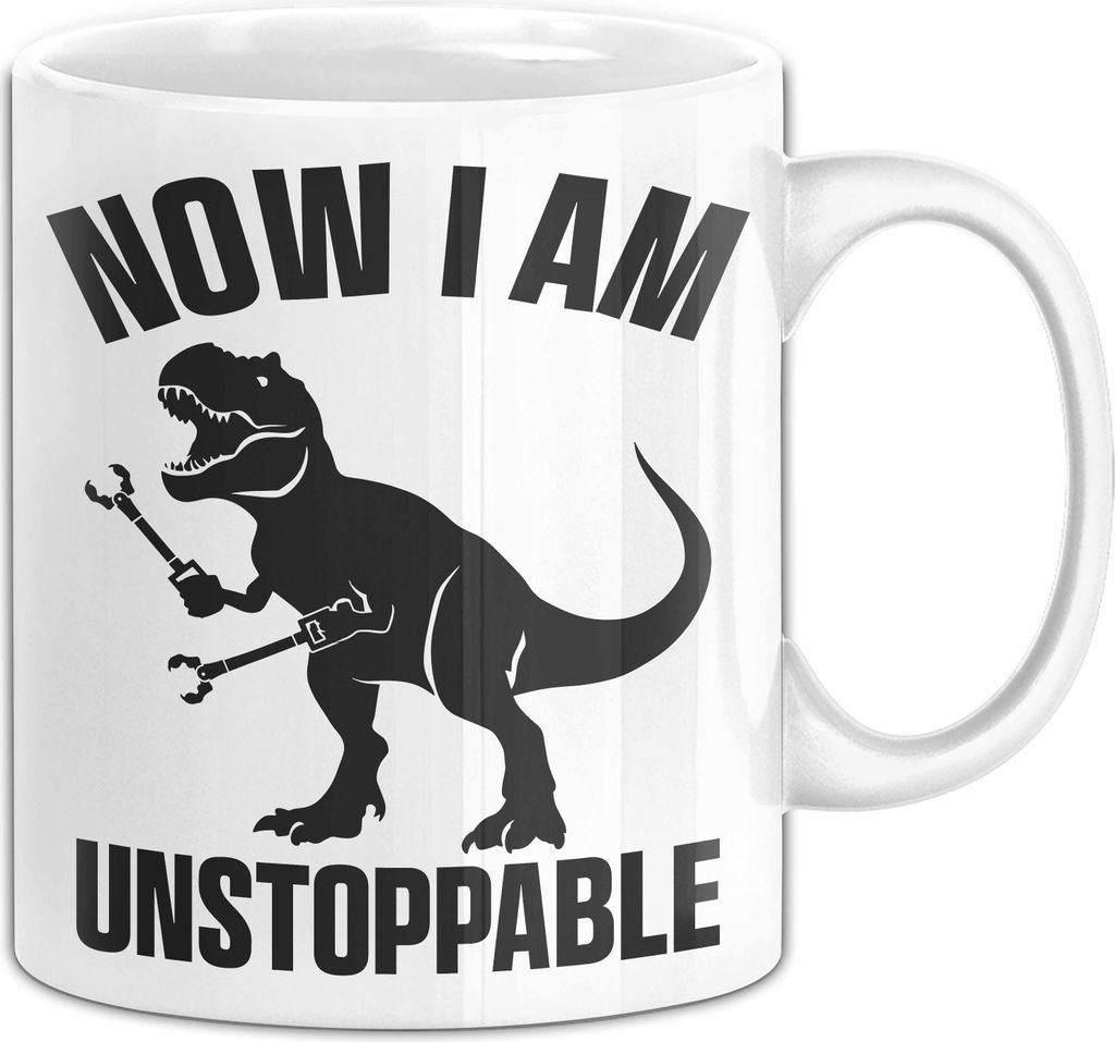 T-Rex Dinosaurier Now I Am Unstoppable Lustige T-Rex Tasse Produktbild 