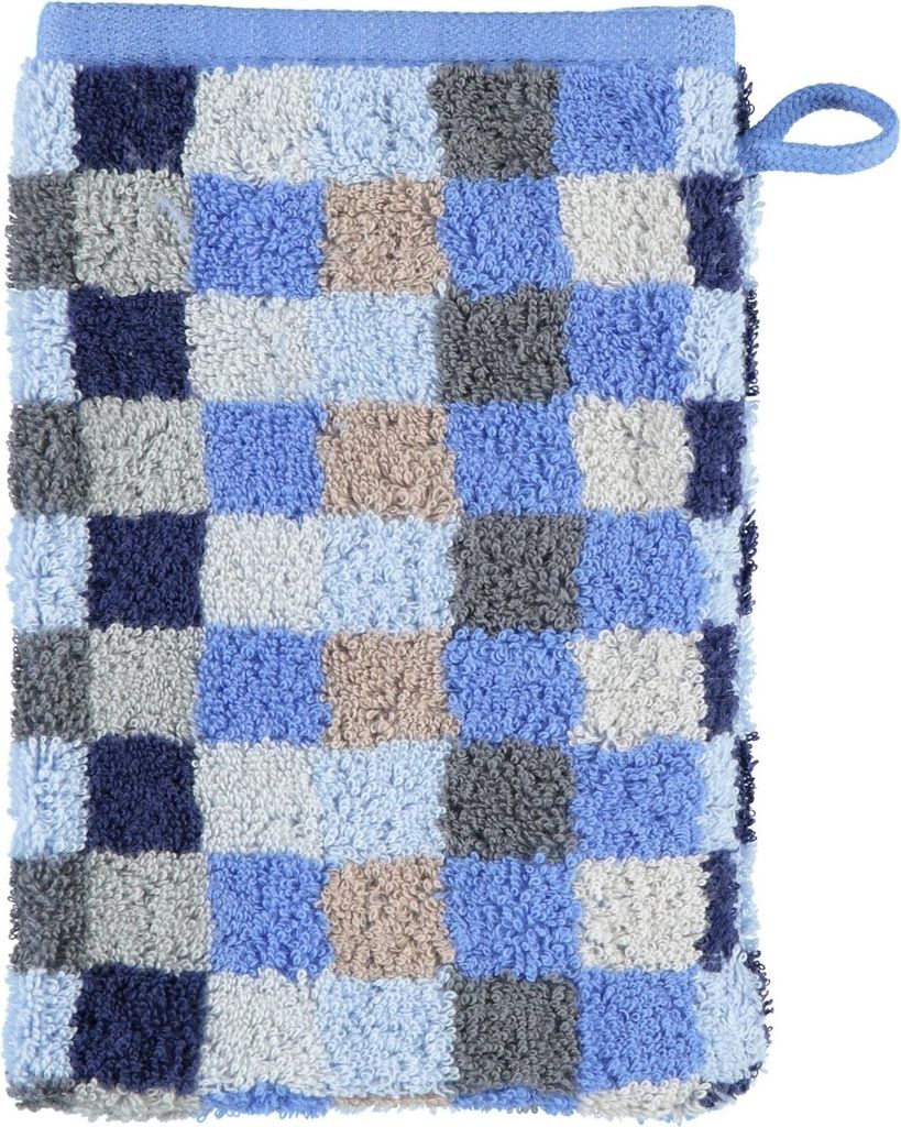 Cawö Waschhandschuh Unique Karo 942 saphir