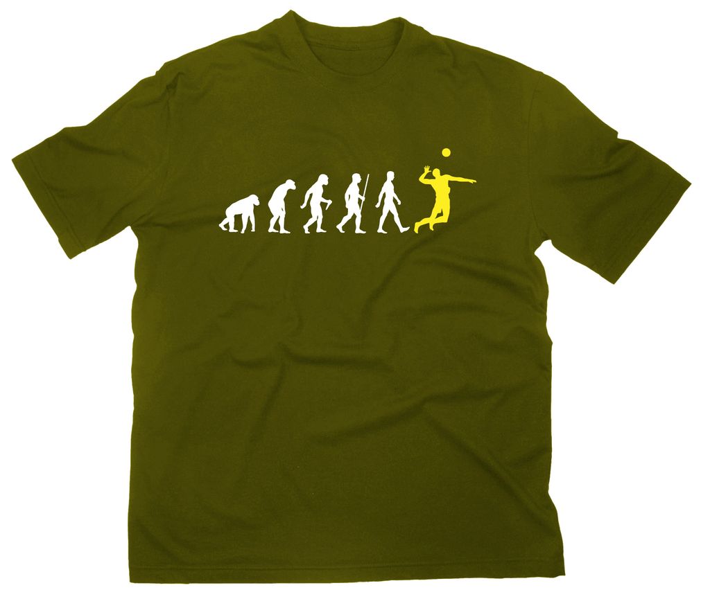 Styletex23 T-Shirt Volleyball Fun Evolution of Man, oliv, XL