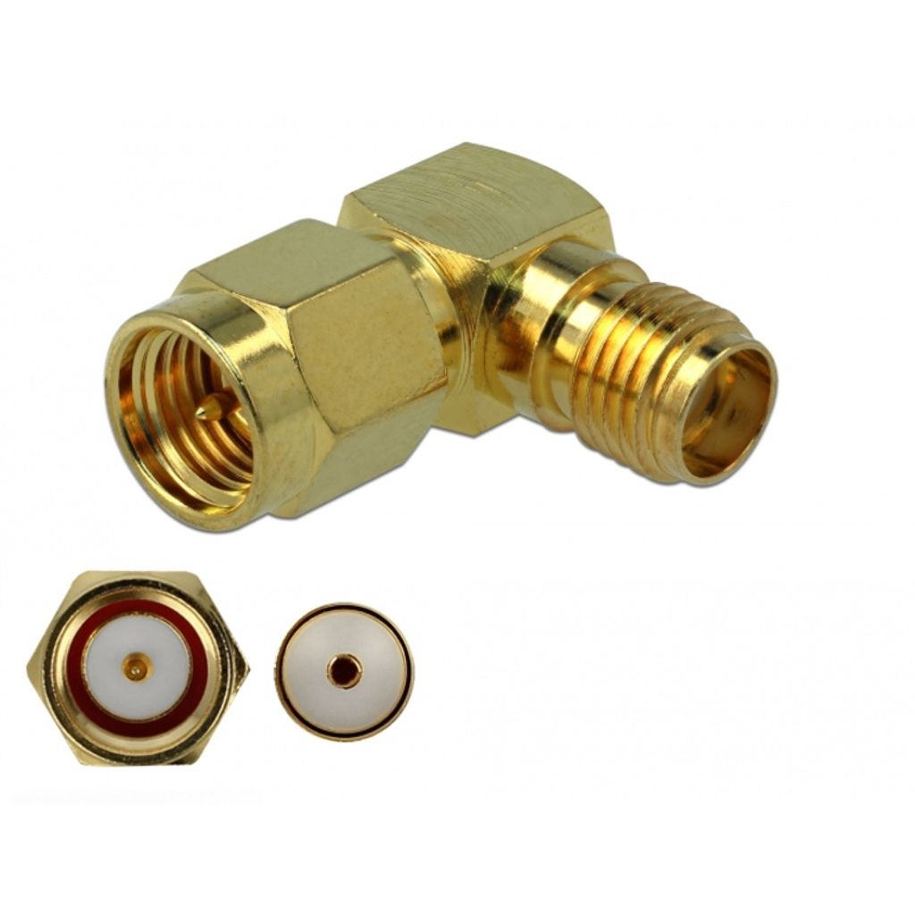 DELOCK Adapter SMA Stecker zu SMA Buchse 90° 3 GHz