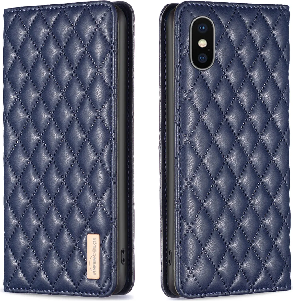 Cover Flip iPhone X / XS con Stand e Slot Carte | Protezione Blu TPU
