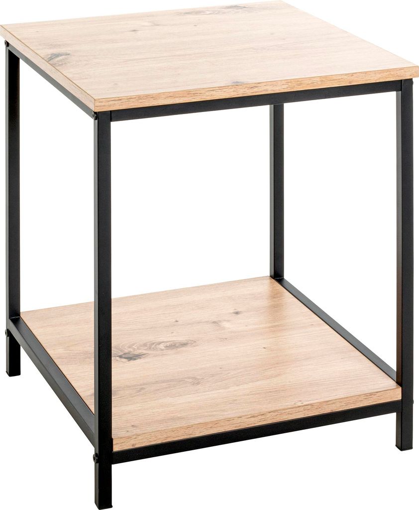 HAKU Beistelltisch Eiche hell, schwarz  - MDF, Metall, Produktbild 