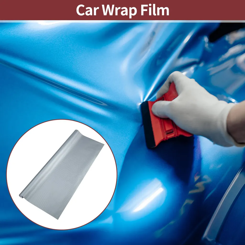 Film Protection Carrosserie Carbone Argent 90x152cm pour Auto et Moto