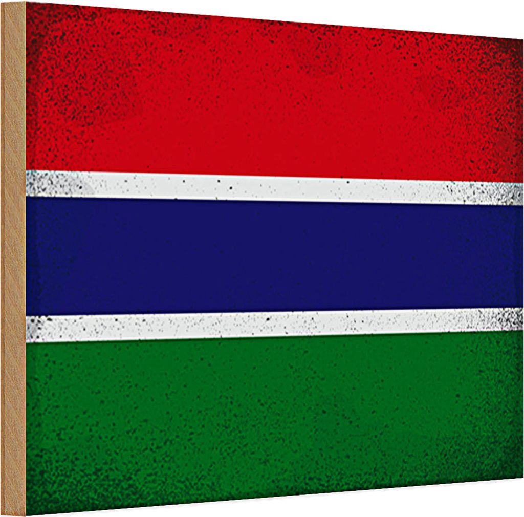 Holzschild Flagge Gambia 30x20cm Flag of Gambia Vintage
