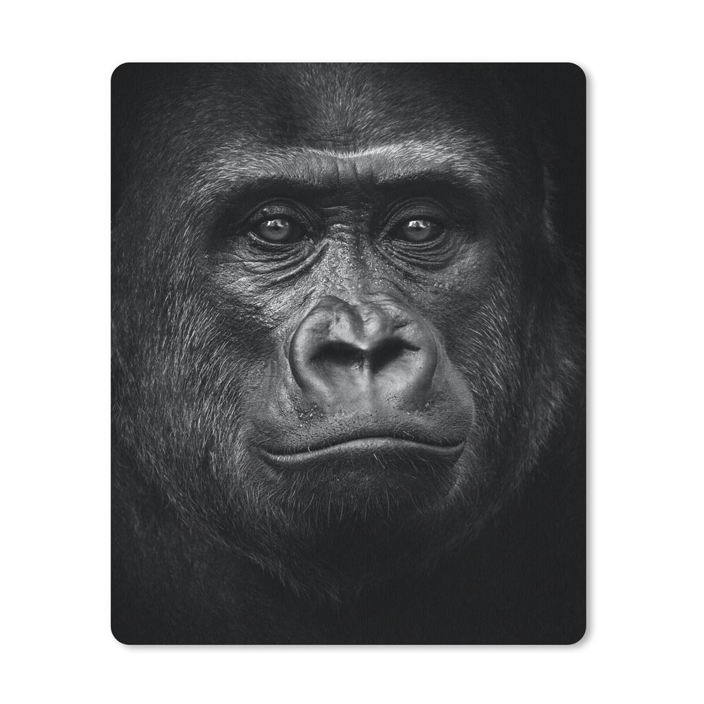 MuchoWow Mauspad Mousepad Gorilla - Schwarz - Weiß - Tiere - Porträt 19x23 cm - Mousepads - Maus Mat - Pad - Mausunterlage - Mauspads - Spielen