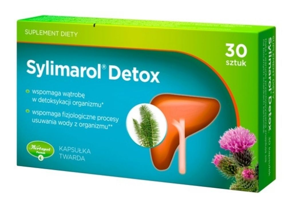 A product box for Sylimarol Detox supplements.