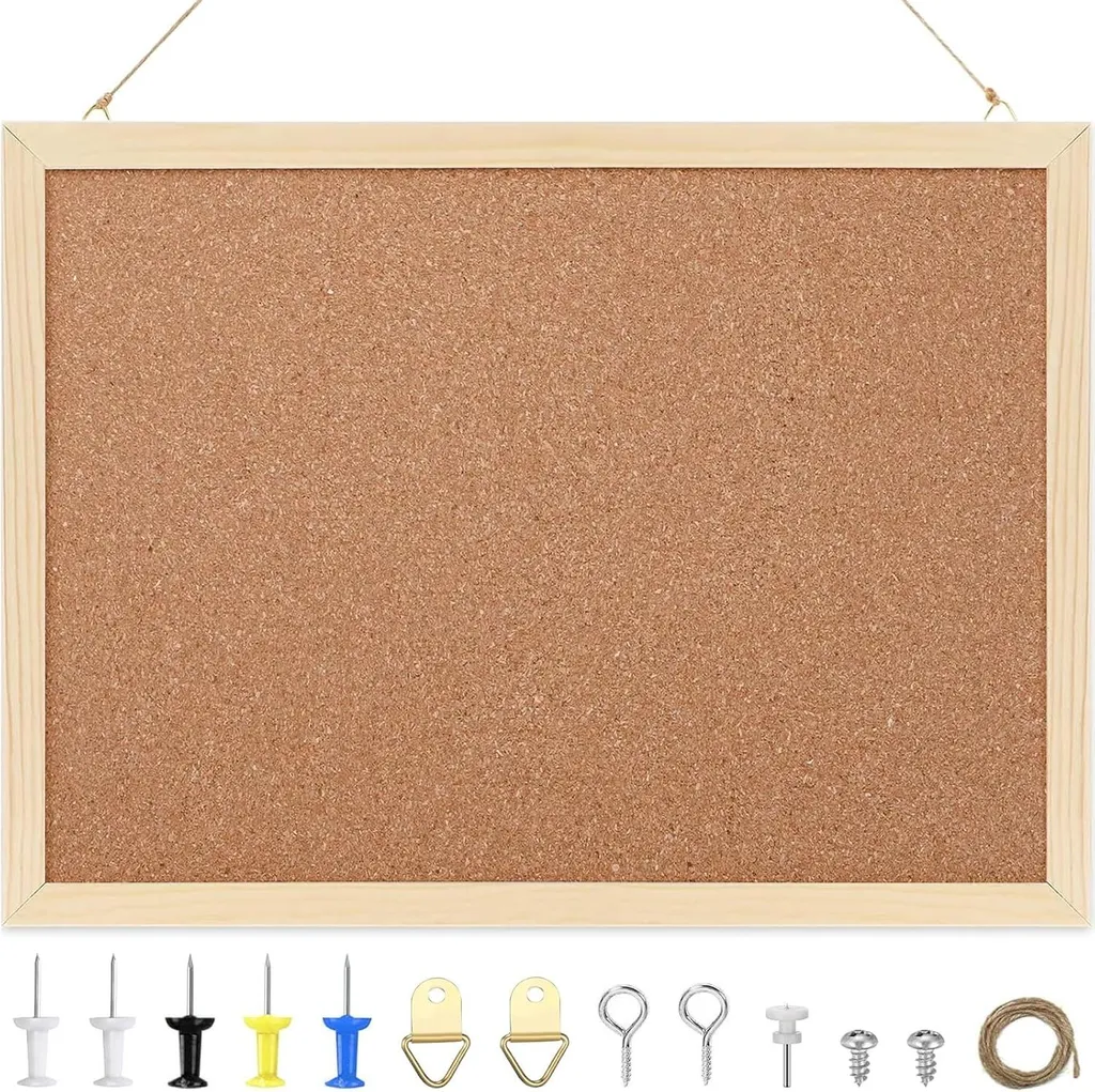 Petit tableau liège cadre bois 20x30 cm avec kit de montage complet inclus