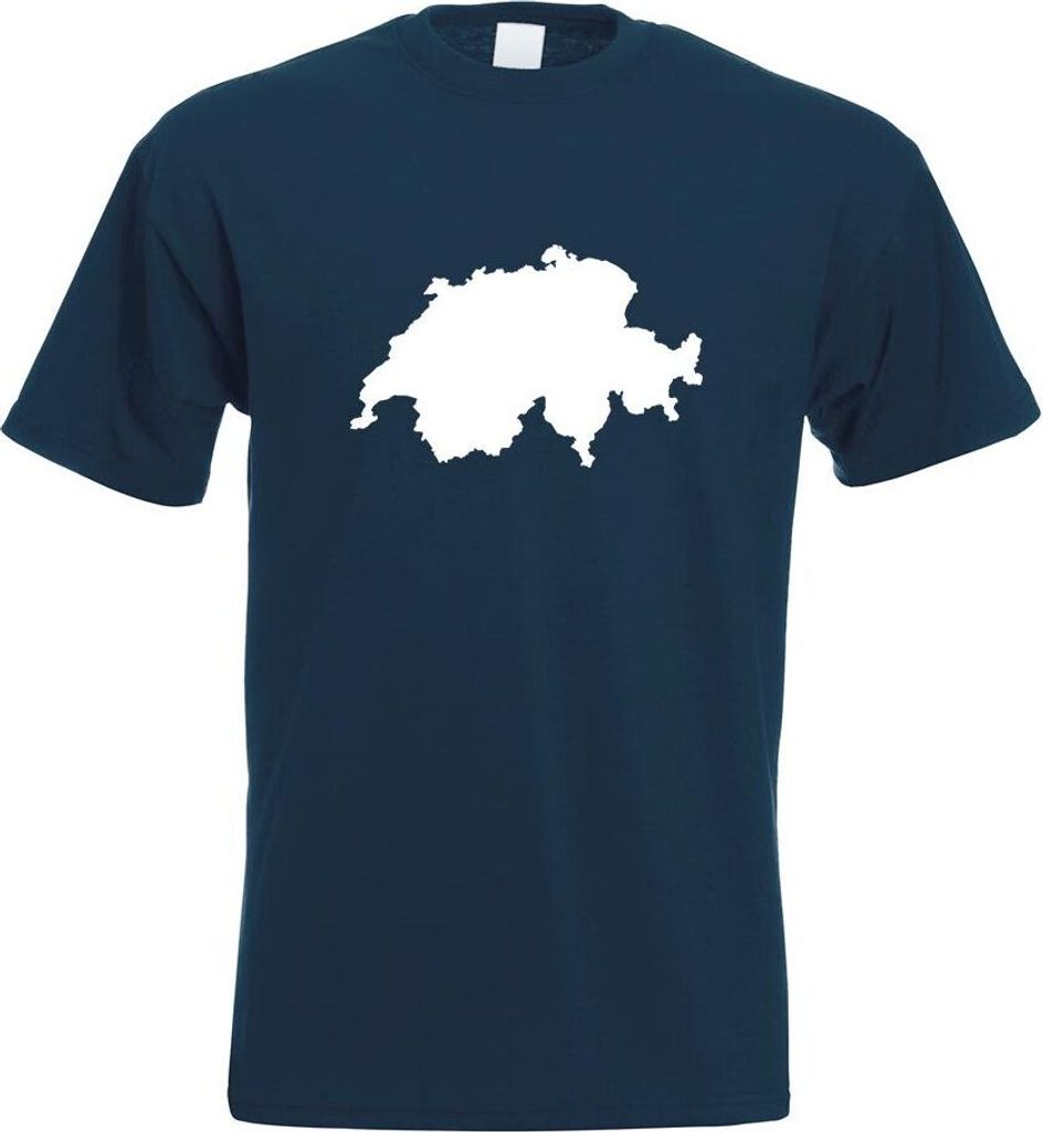 Kiwistar - T-Shirt - Navy - Schweiz Umriss Kontur Herren Funshirt Bedruckt Design Sprüche Spruch Motive - mit Motiv Bedruckt - Funshirt Design - S...