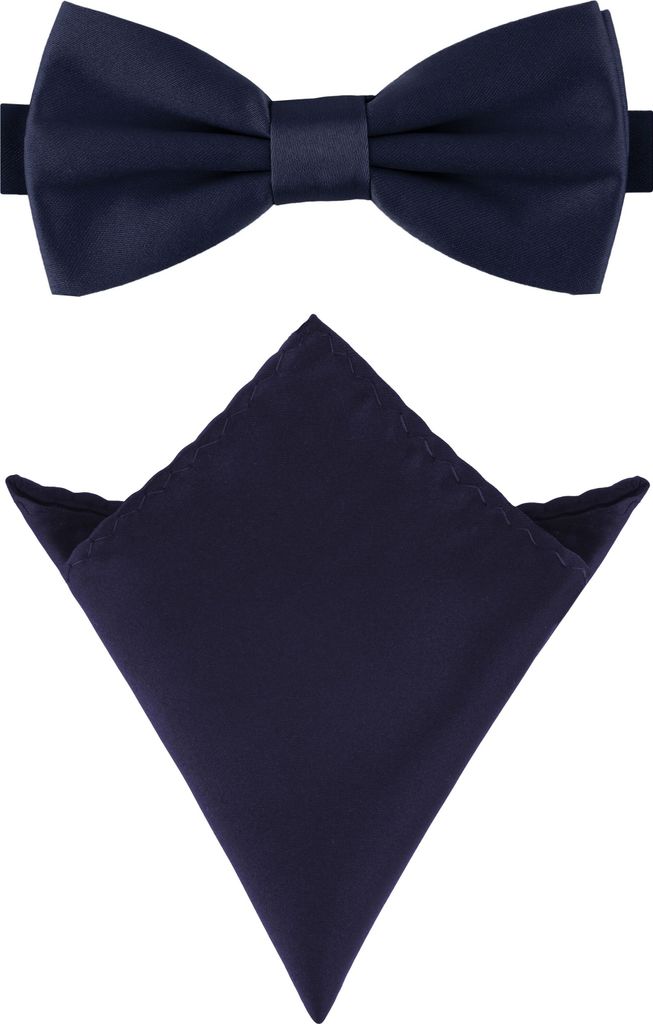 Ladeheid Herren Schmale Fliege & Einstecktuch Set M/P (12cm x 6cm, 22cm x 22cm)