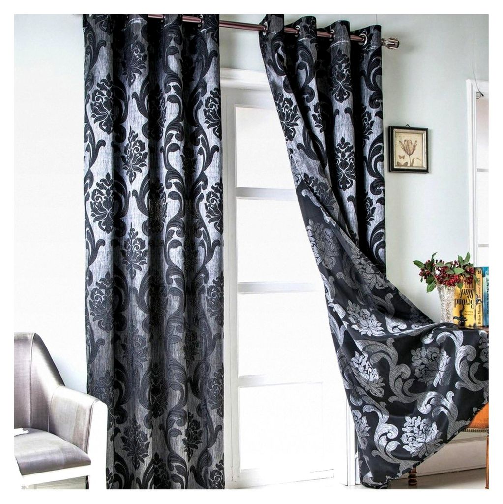 Schwarze Damastvorhänge für das Wohnzimmer, gemusterte Vorhänge im Gothic-Stil für das Schlafzimmer, Jacquard-Vorhänge mit einer Länge von 84...
