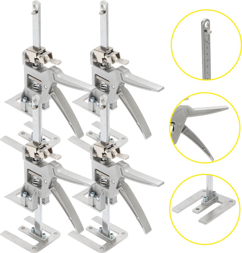 Bettizia 4x Handwerkzeugheber Gipskartonplatten Hebevorrichtung Schrankheber Bis 150Kg, Einstellbar 0cm-14.5cm